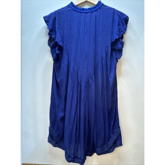 Poupette St Barth Sasha Mini Dress Women's Large Navy Blue Beach Light Airy